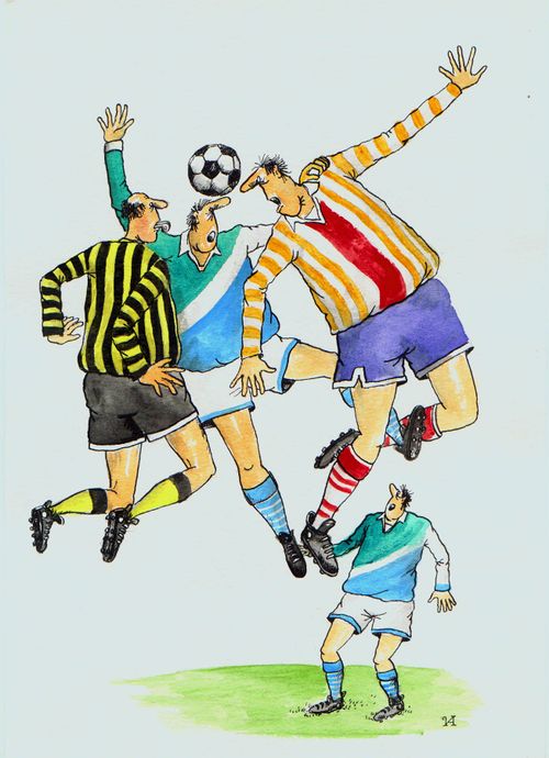 Referee sticking his tongue out.
