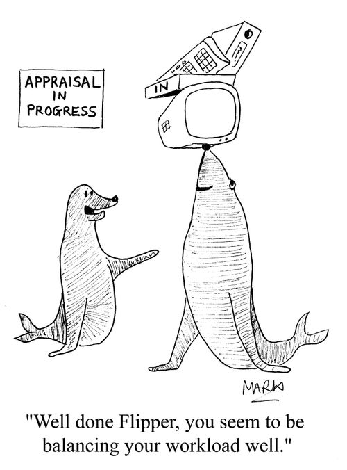 'Well done Flipper, you seem to be balancing your workload well.'