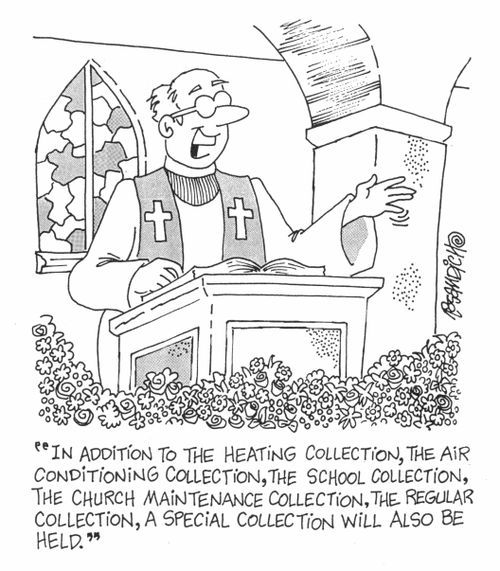 Lots of collections at a church service
