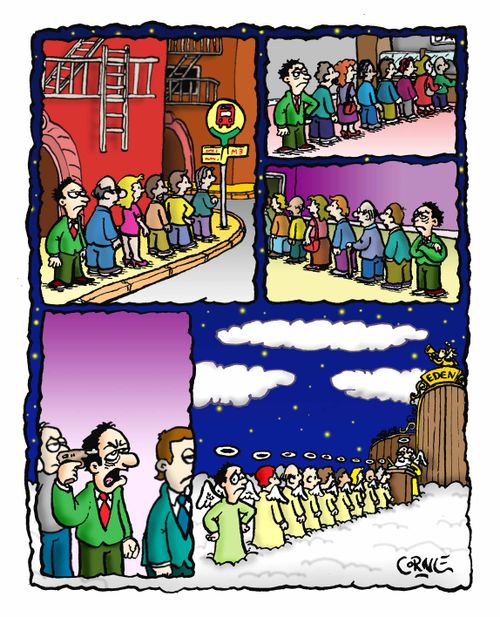 Man queuing in heaven after killing himself over queuing
