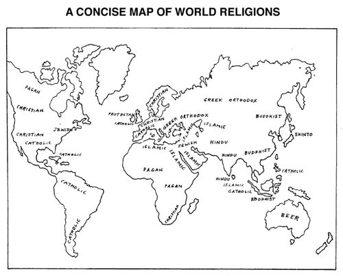 'A Concise map of world religions' ending with 'beer' in Australia