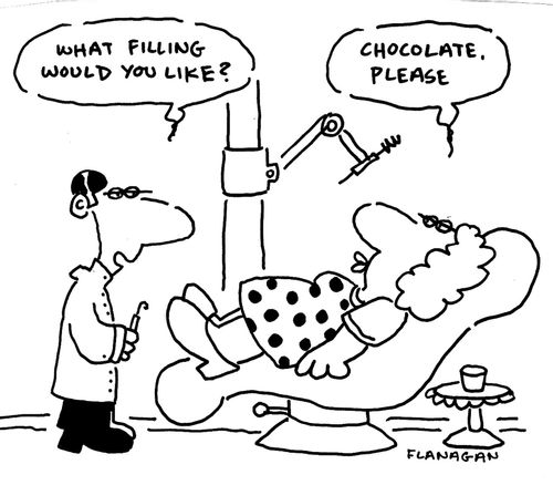 "What filling would you like?"  "Chocolate please."