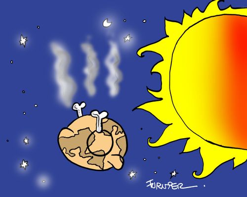 Global Warming - Sun Roasting Earth Like a Chicken.