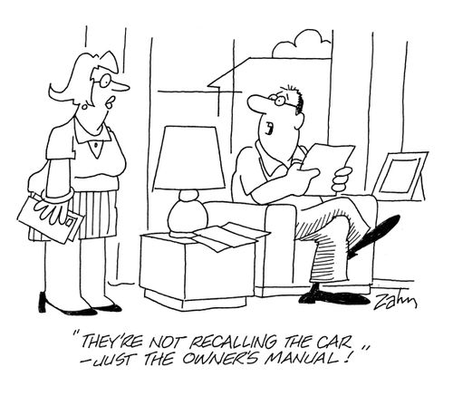 'They're not recalling the car, just the owner's manual!'