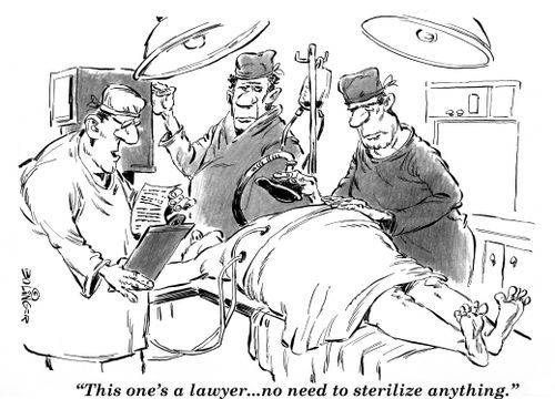 'This one's a lawyer...no need to sterilize anything.'