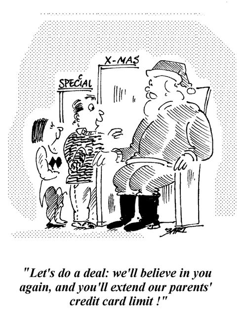 "Let's do a deal: we'll believe in you again, and you'll extend our parents credit card limit."