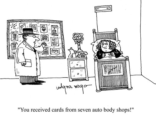 'You received cards from seven auto body shops!'