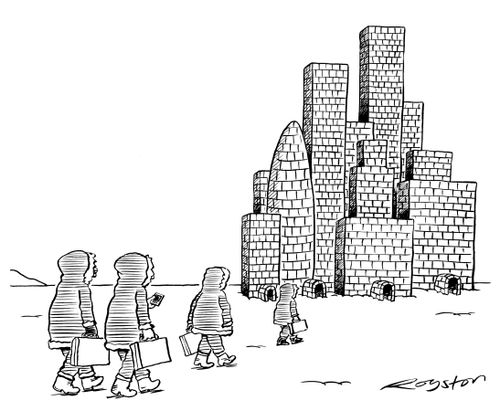 Eskimos commute to igloo city skyscrapers