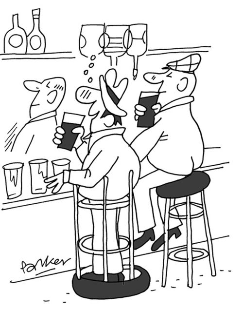 Drunk in bar stool.