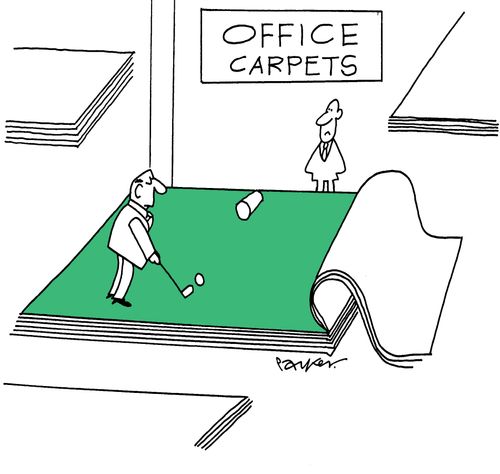 Office carpets,putting green type.