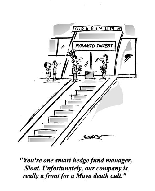 'You're one smart hedge fund manager, Sloat. Unfortunately, our company is really a front for a Maya death cult.'