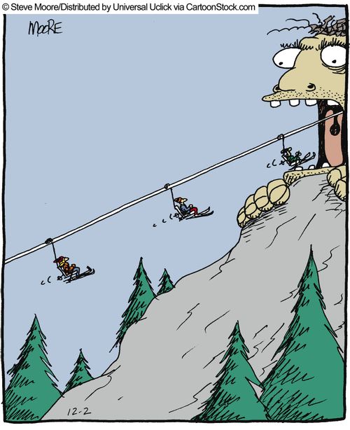 A hungry giant tricking innocent skiers.