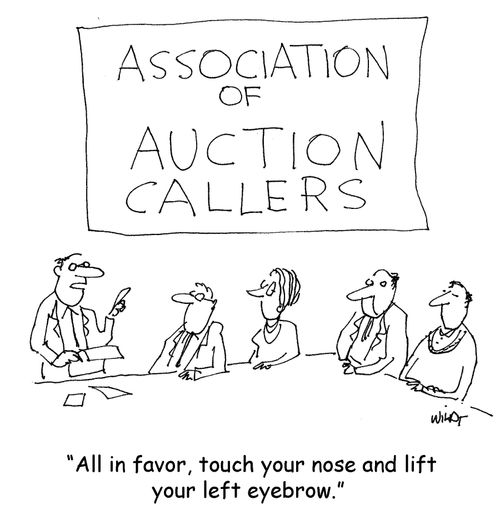 'All in favor, touch your nose and lift your left eyebrow.' 
