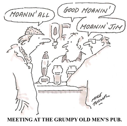Meeting at the Grumpy Old Men's Pub.