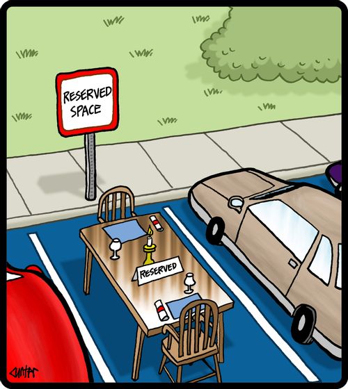 Reserved space is reserved for a dinner table.
