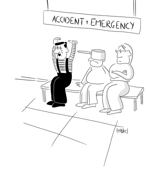 Mime in an Emergency Ward at Hospital