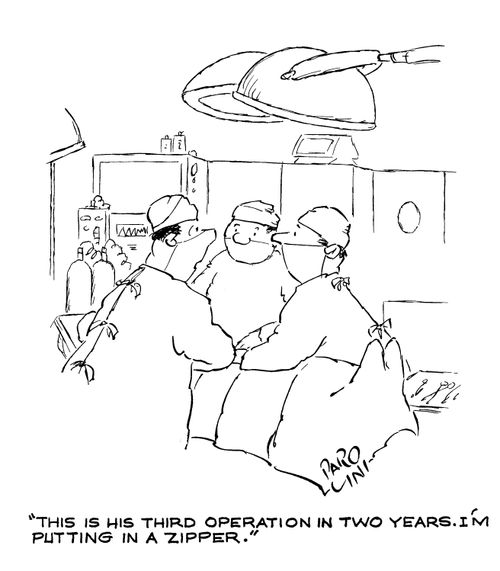 'This is his third operation in two years. I'm putting in a zipper.'