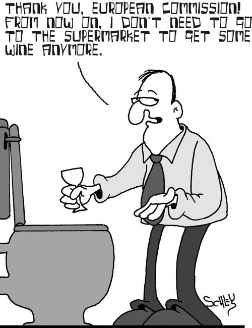'Thank you, European commission! From now on, I don't need to go to the supermarket to get some wine anymore!'