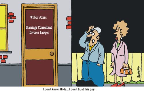I don't know, Hilda... I don't trust this guy! (Wilbur Jones: Marriage ConsultantDivorce Lawyer).