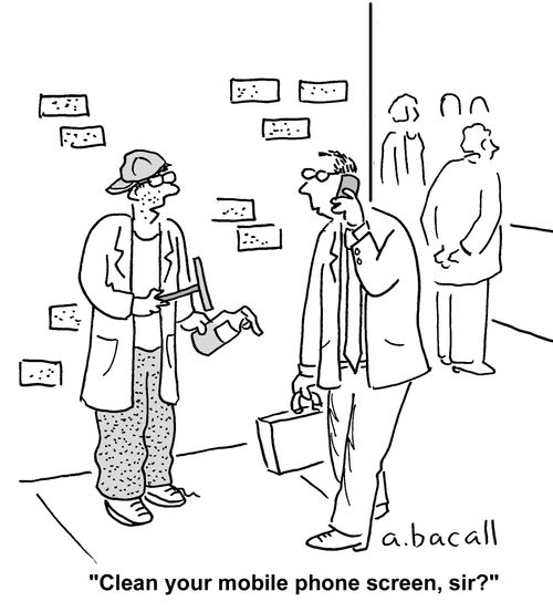 Clean your mobile phone screen, sir?