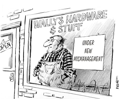 Sign in store - 'Under New Mismanagement'