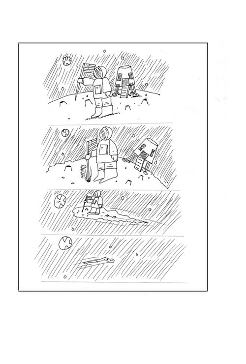 Astronaut plants flag and deflates the moon.