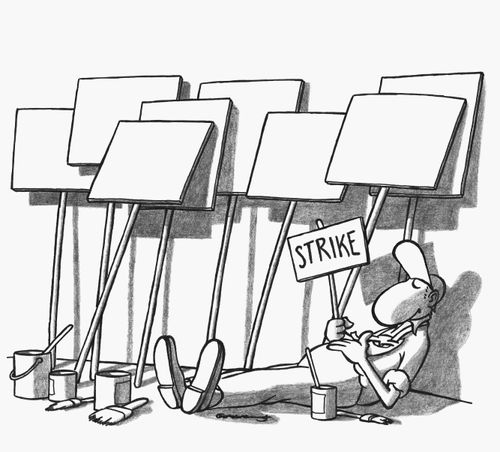 Strike sign painter on strike