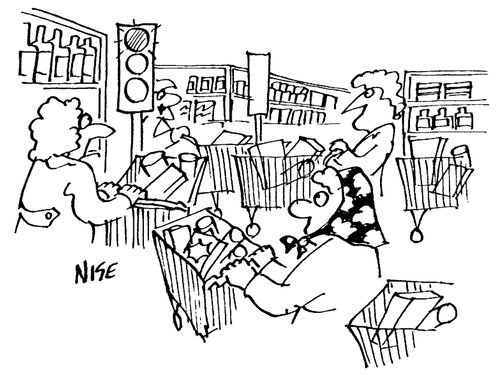 Supermarket traffic lights.