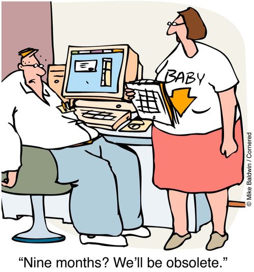 Expectant mother "Nine months - we'll be obsolete."
