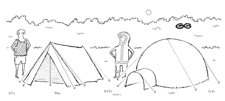 ESKIMO WITH IGLOO SHAPED TENT