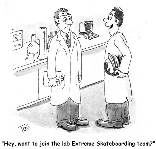 'Hey, want to join the lab Extreme Skateboarding team?'