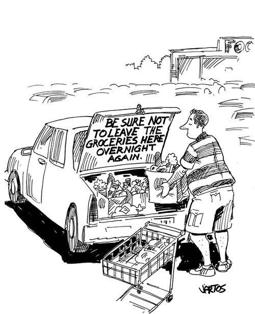 Be sure not to leave the groceries in here overnight again.