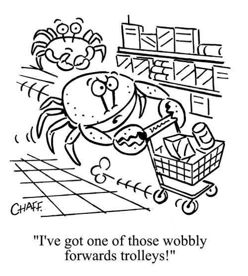 'I've got one of those wobbly forwards trolleys!'