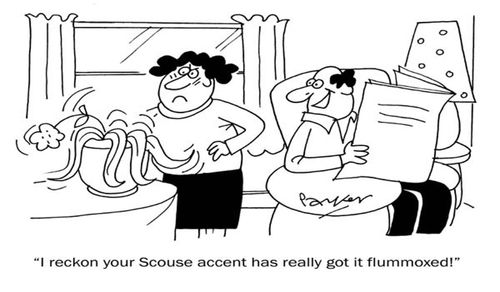'I reckon your scouse accent has really got it flummoxed!'