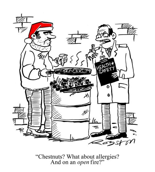 'Chestnuts? What about allergies?' And on an OPEN fire?'