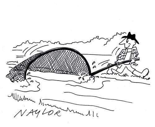 Man with giant fishing net