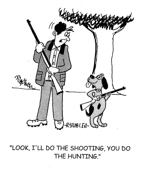 'Look,I'll do the shooting,you do the hunting.'