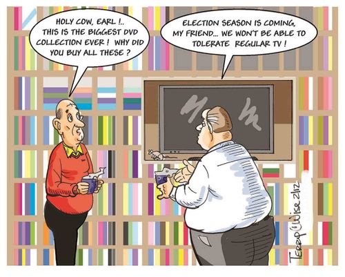 'Holy cow, Earl!...This is the biggest DVD collection ever! Why did you buy all these?'