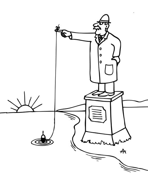 Statue fishing.