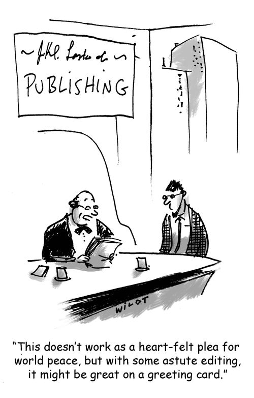 'This doesn't work as a heart-felt plea for world peace, but with some astute editing, it might be great on a greeting card.'