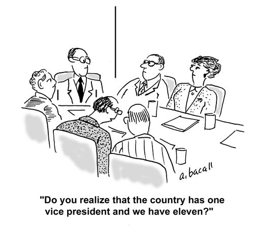 'Do you realize that the country has one vice president and we have eleven?'