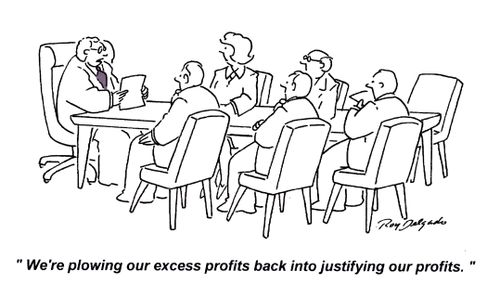 'We're plowing our excess profits back into justifying our profits.'