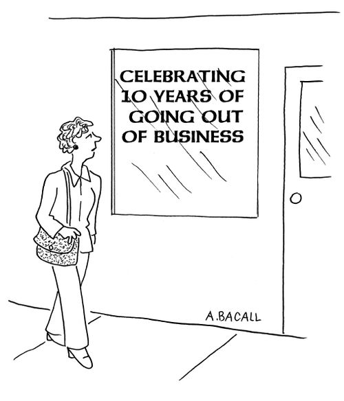 Celebrating ten years of going out of business.