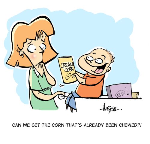 'Can we get the corn that's already been chewed?!'