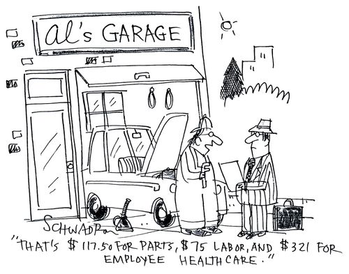 'That's $117.50 for parts, $75 labor, and $321 for employee health care.'