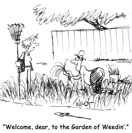 'Welcome, dear, to the Garden of Weedin'.'
