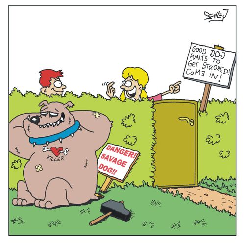 Savage dog pretending to be nice.
