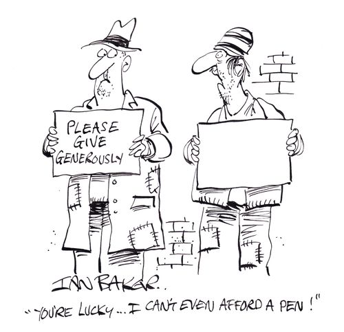 'You're lucky...I can't even afford a pen!'