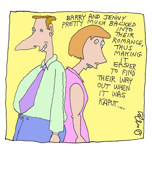 Barry and Jenny pretty much backed into their romance, thus making it easier to find their way out when it was kaput....