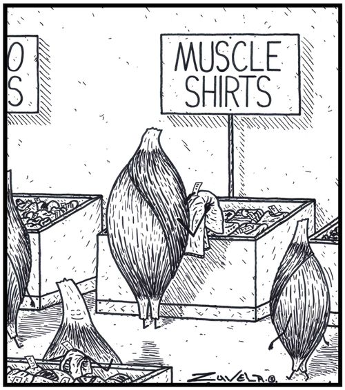 A Muscle checking out some shirts made for Muscles